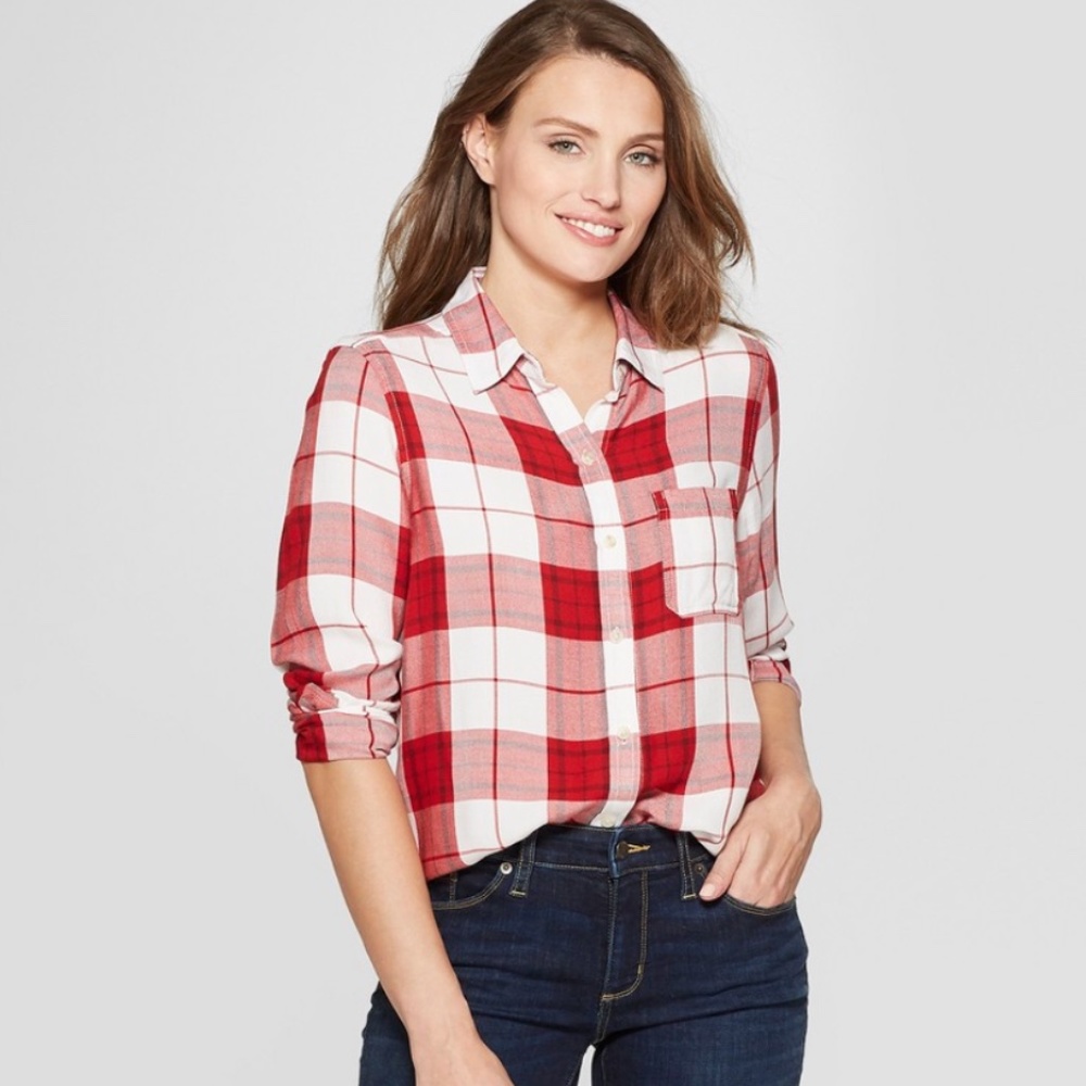 Universal Thread Long Sleeve Red Plaid Shirt